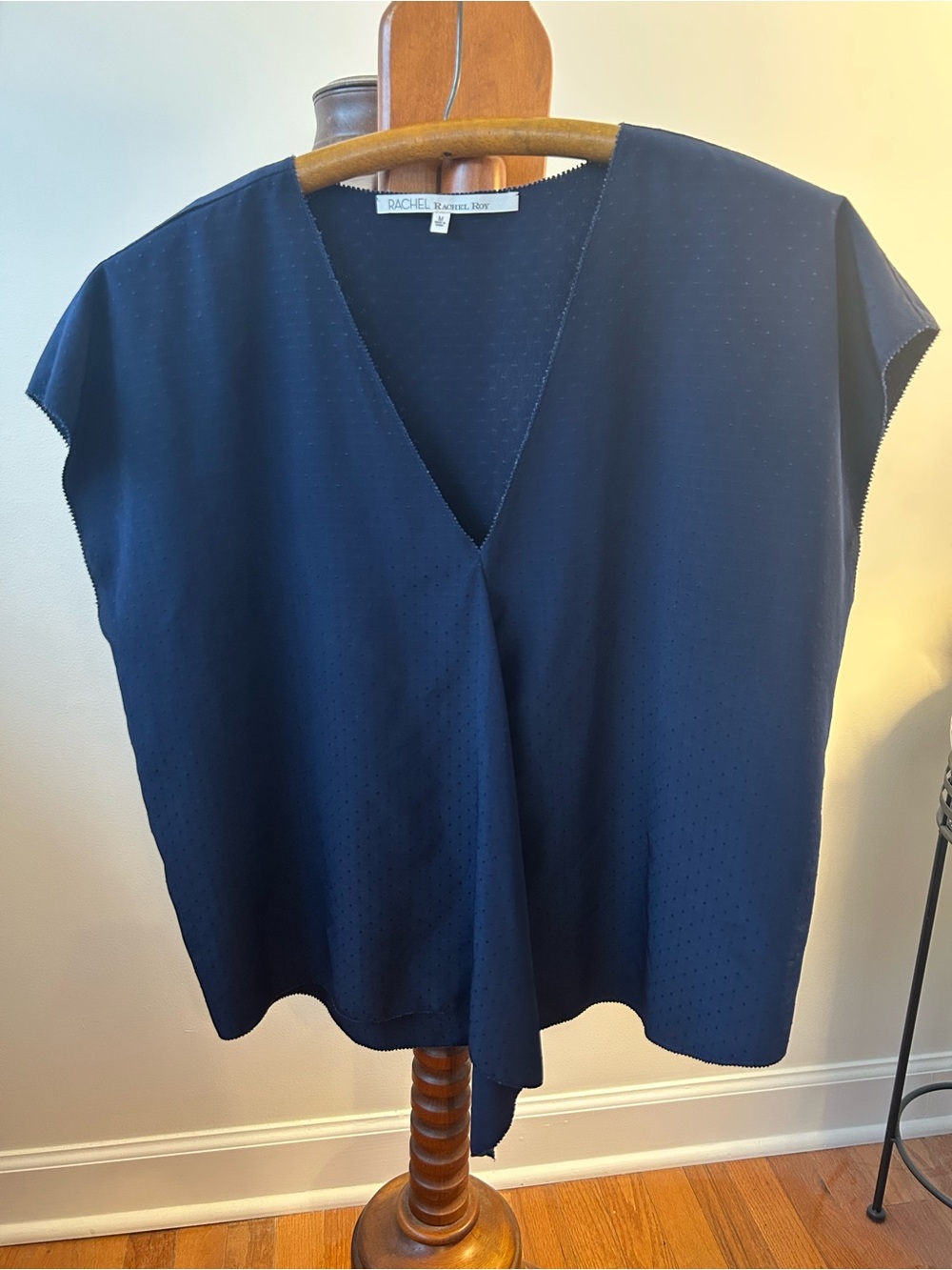 RACHEL Rachel Roy Deep Navy V-Neck Cap Sleeve Top